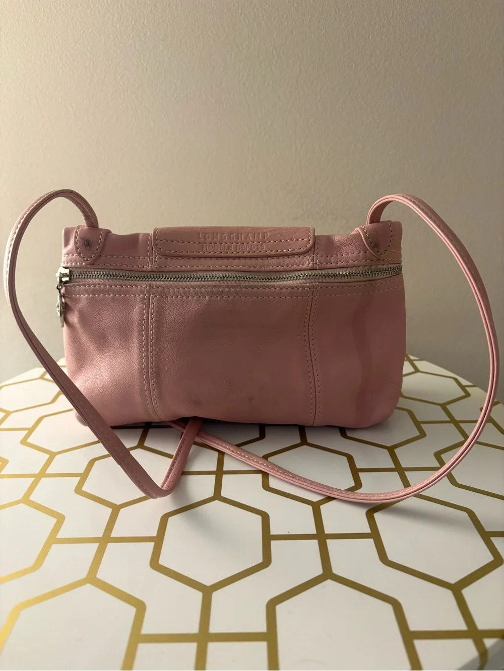 Longchamp Dusty Pink Crossbody Le Pliage Cuir Mini Bag - Picture 3 of 7